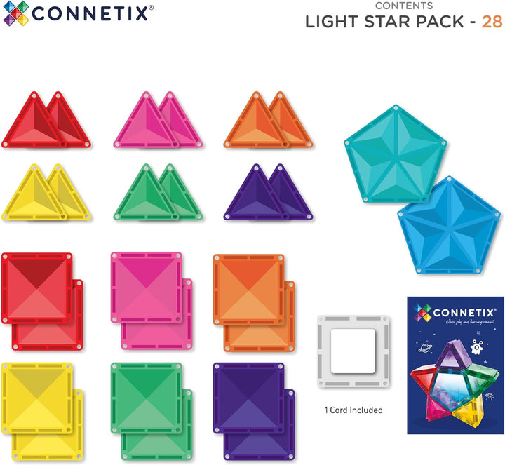 CONNETIX Magnetische Fliesen Light Star Paket, 28 Stück