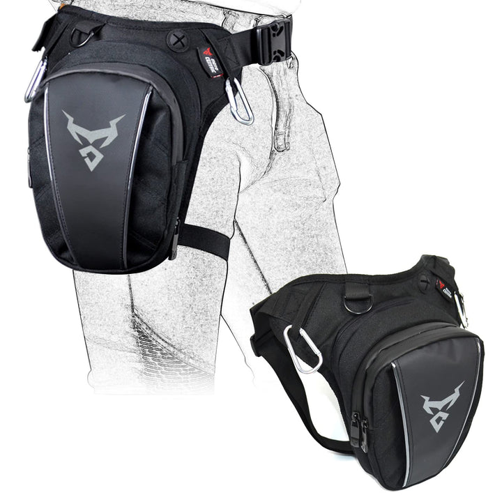 MIGHTYDUTY Motorrad Beintasche Herren Erweiterbar Oberschenkeltasche Hüfttaschen schwarz Gürteltasch