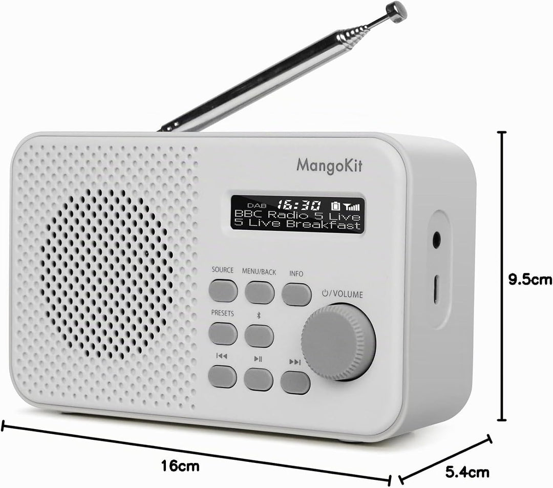 MangoKit MD2 DAB Radio mit Bluetooth,DAB Plus Radio,Digitalradio,UKW Radio,Tragbares Dab Radio,Klein
