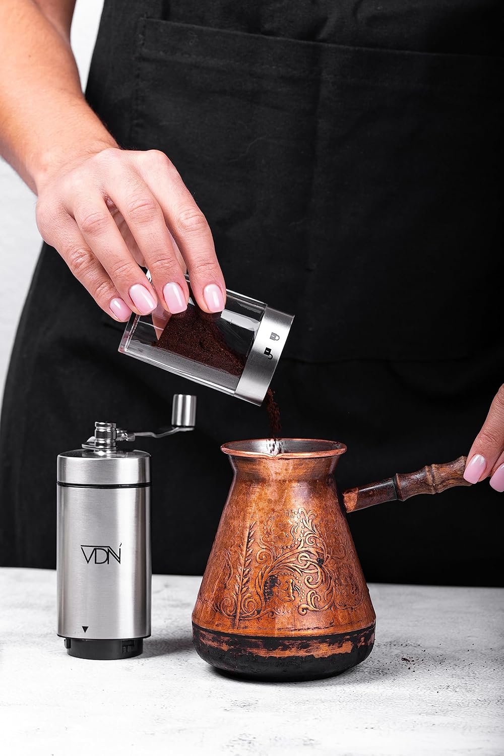 Handbetriebene Kaffeemühle - Kaffeebohnenmühle mit einstellbaren Stufen - Kaffeemühle aus robustem E