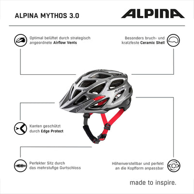 ALPINA MYTHOS 3.0 - Leichter, Optimal Belüfteter & Anpassbarer Fahrradhelm Mit Antibakteriellen Pols