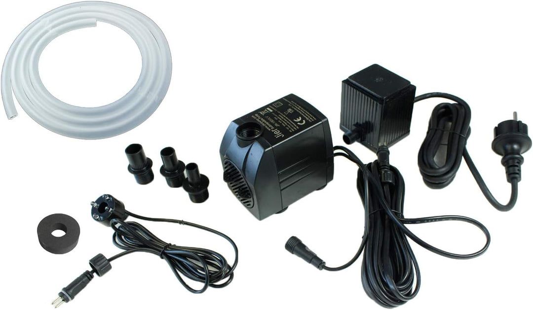 Springbrunnenpumpe mit 1500 L/H 1x LED Spot Komplett Set Bachlaufpumpe Teichpumpe Brunnen (1500 L/H,