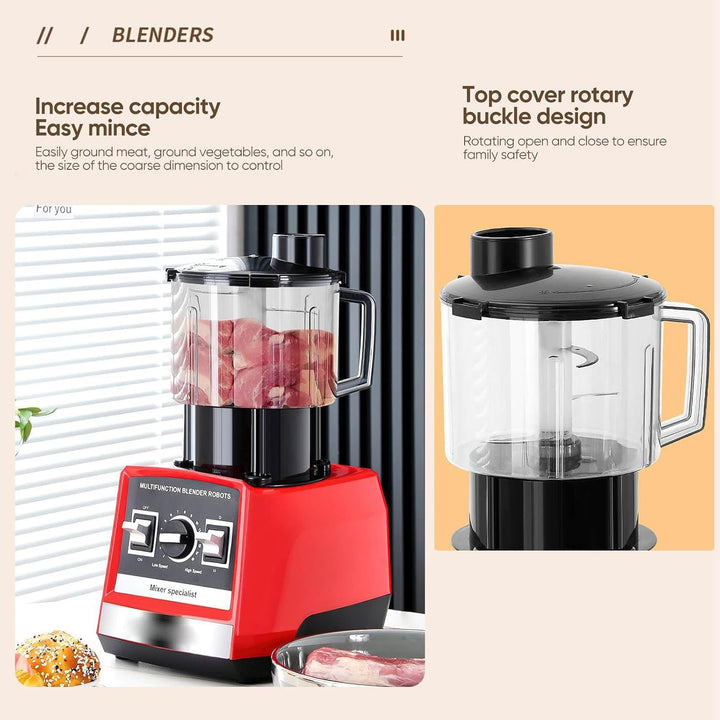 1500W Standmixer, 3-in-1 Hochleistungsmixer mit 2.5L+1.5L+0.5L Container, 15 Geschwindigkeiten, Auto