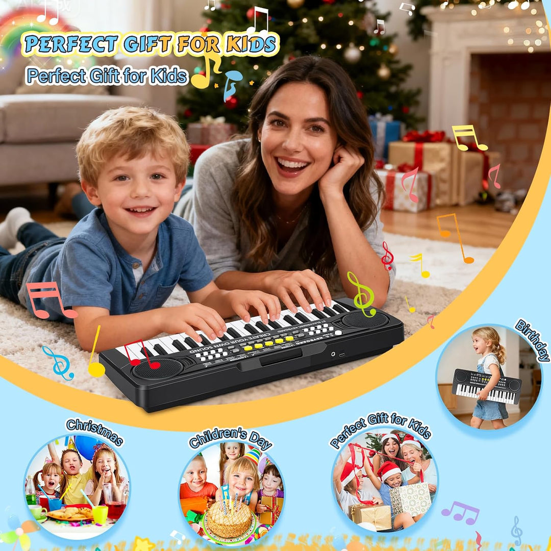 m zimoon Keyboard Kinder mit Mikrofon, Tragbare Multifunktions Kinder Keyboard 37 Tasten ab 3 Jahre,