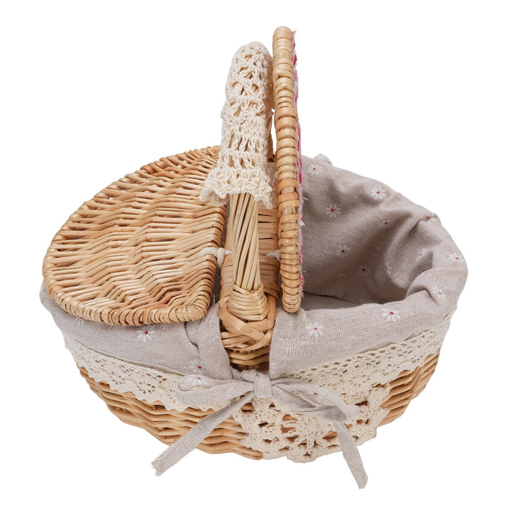 Cocoarm Picknickkorb aus Korbgeflecht mit Doppelter Öffnung, Gänseblümchen Design, 25,4 x 18,1 x 24,