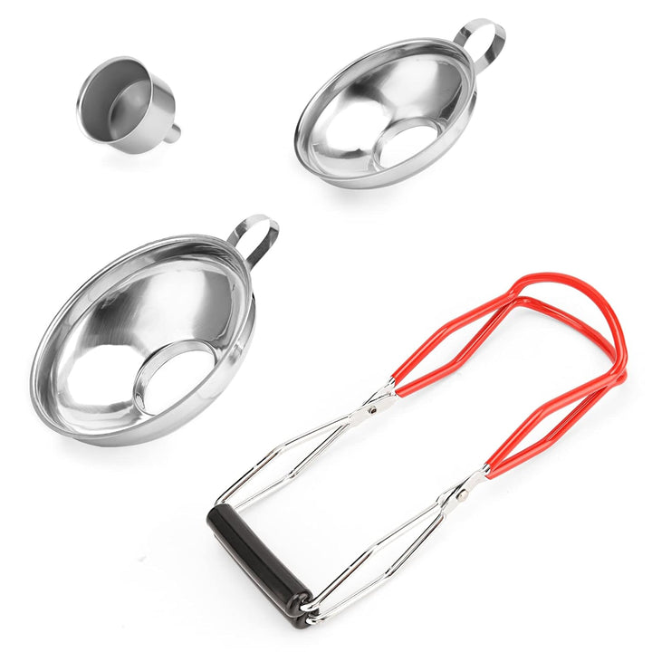4 Stück Trichter Edelstahl, Einfülltrichter Trichter Set, Marmeladentrichter Einfülltrichter mit Gri