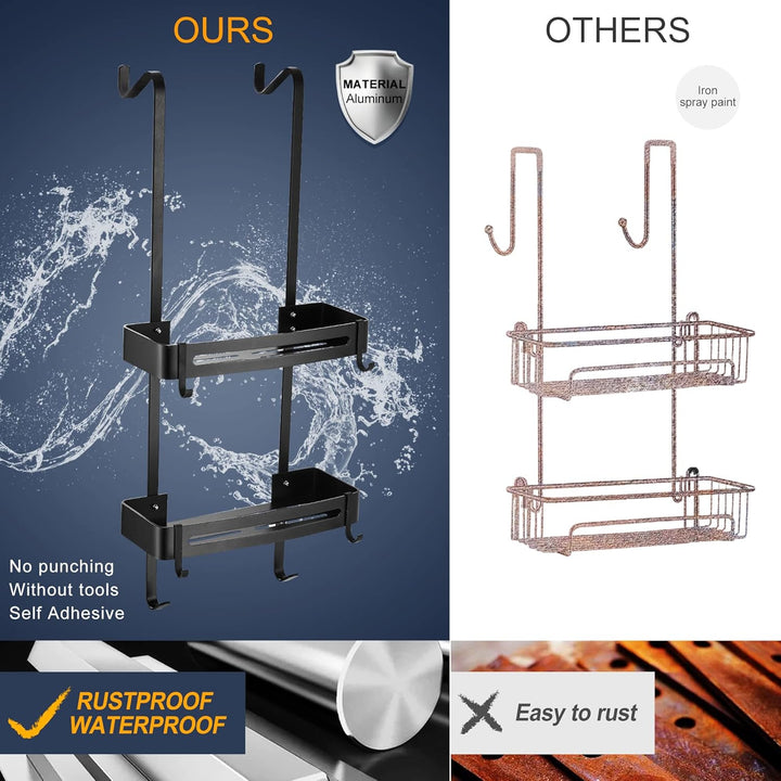 MOGFCT Duschregal zum hängen, Badezimmer-Duschablage, über der Tür hängende Duschablage, rostfreies