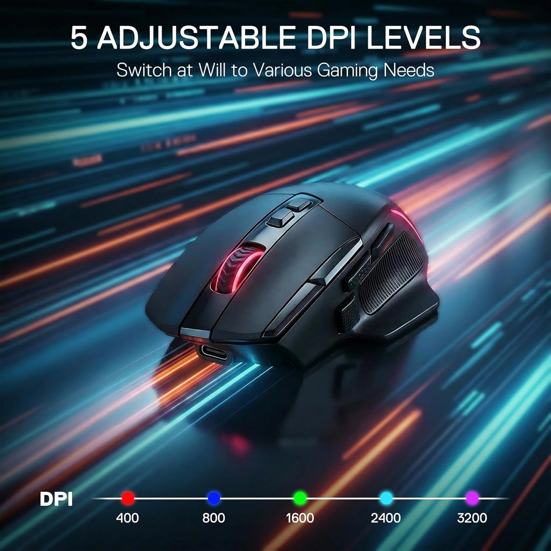 Redragon M925 PRO Kabellose Gaming Maus RGB 26000 DPI Optisch | 10 Programmierbare Tasten Ergonomisc