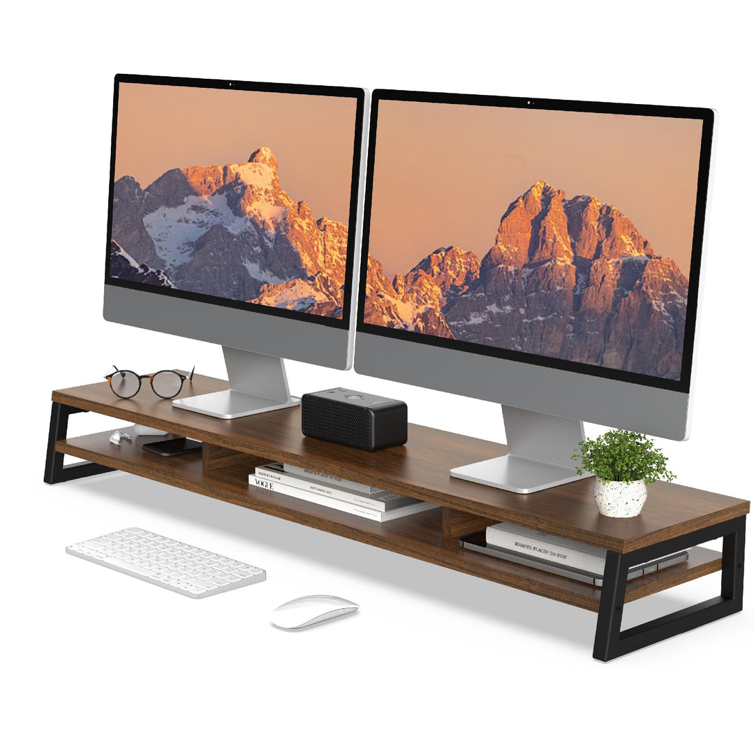 Fenge Dual Monitorständer Riser 108cm Grosse Computer Bildschirmständer für PC/Laptop/Fax/Drucker/TV