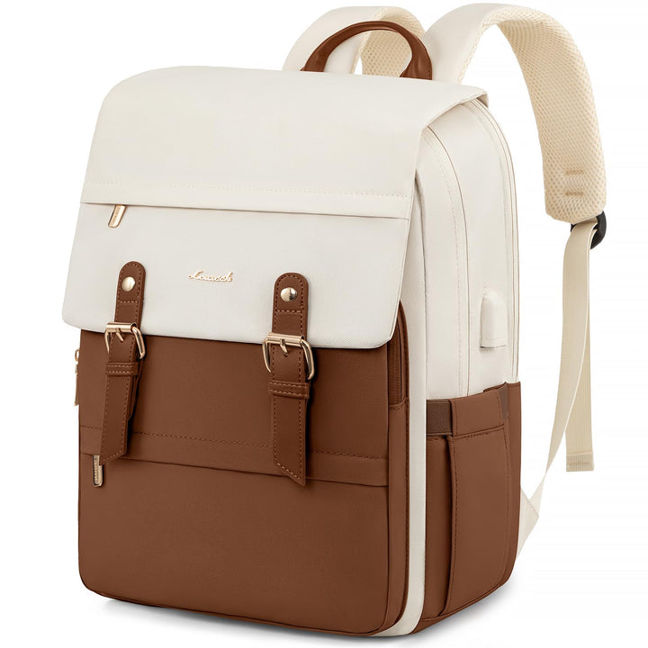 LOVEVOOK Rucksack Damen Braun, Laptop Schulrucksack Wasserdicht, Daypacks Arbeitstasche, Schultasche