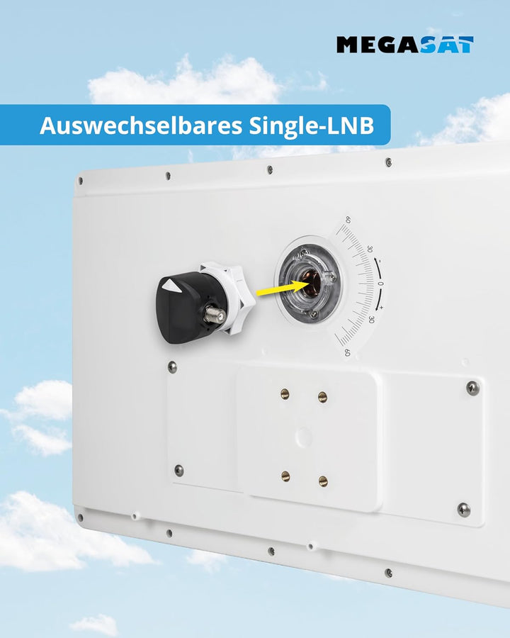 Megasat Flachantennen Set – D1 Profi-Line (1 Teilnehmer, inkl. 10 m Kabel, Satfinder, Fensterdurchfü