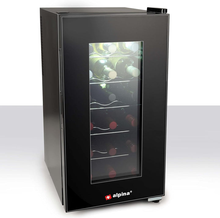 alpina Weinkühlschrank 50L - Weinkühler für 18 Flaschen - Flaschenkühler 230V - Temperatur Regelbar