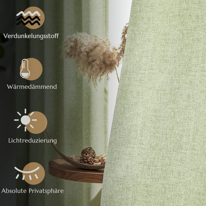 TOPICK 100% Verdunkelungsvorhänge, Blickdicht Thermovorhang für Schlafzimmer Wohnzimmer, Wärmeisolie