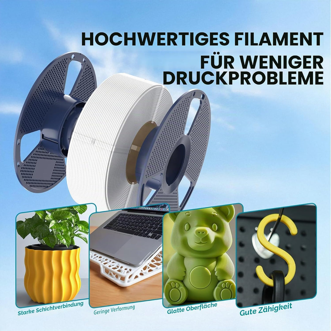 SUNLU PLA Filament 1.75mm,Sauber Gewickelt 3D Drucker Filament PLA 1.75mm,Massgenauigkeit +/- 0,02mm