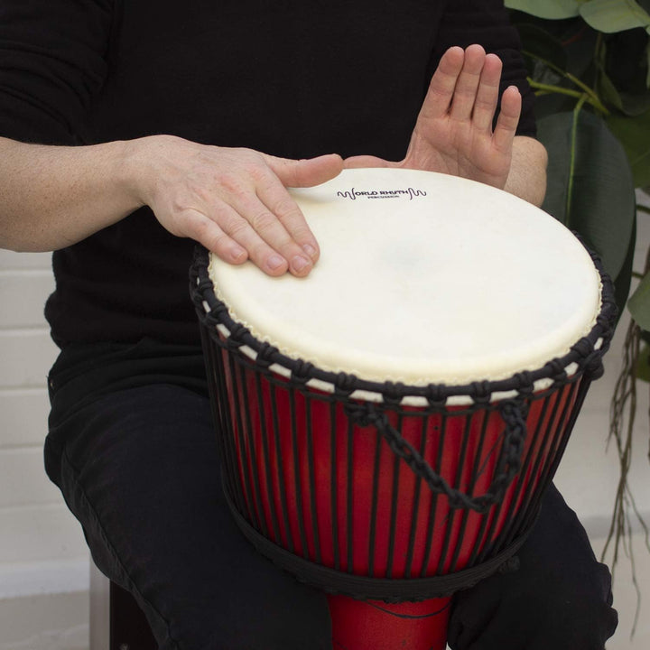 World Rhythm MDJ003-RD Ziegenleder PVC Djembe Trommel 30,5 cm (12 Zoll) rot Rot 11 Zoll Synthetische
