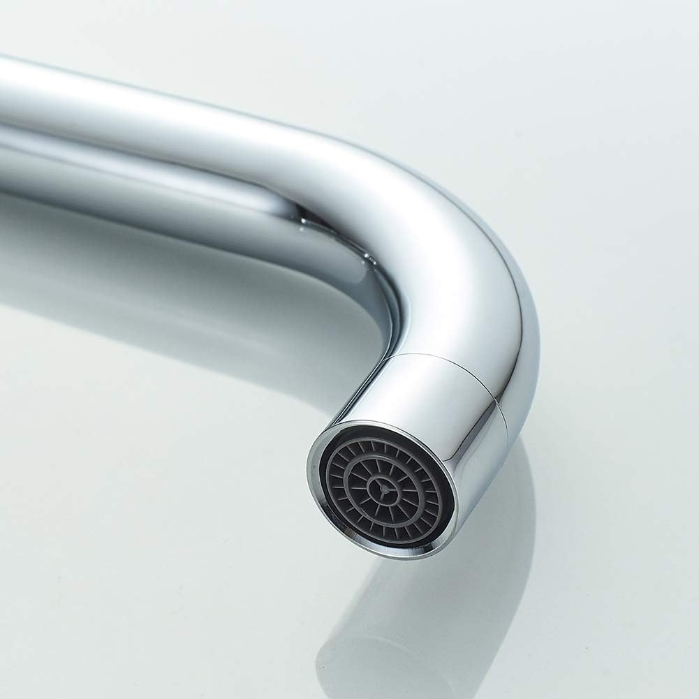 IBERGRIF, Vorfenster Küchenarmatur, Einhebel Wasserhahn für Küche mit hoher Auslauf 311 mm, Silber,