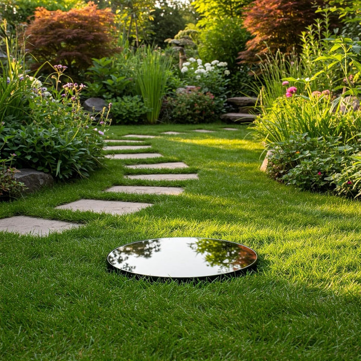 Wasserschale/Wasserspiegel Rund 80, Gartendekoration für Terrasse und Rasen, Dekorative Schachtabdec