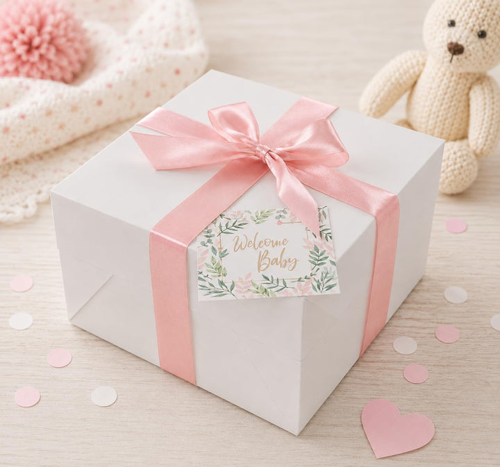 dubistda© Windeltorte CAKEBOX für Mädchen rosa | Geschenk für Mädchen zur Geburt Babyparty Babyshowe