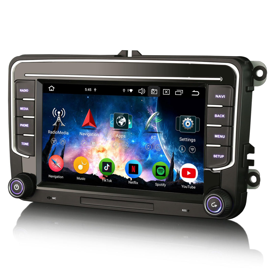 Erisin 8-Kern 4GB+64GB 7 Zoll Android 14 Autoradio GPS Navigation für VW Passat B6 Golf 5 Golf 6 Tou