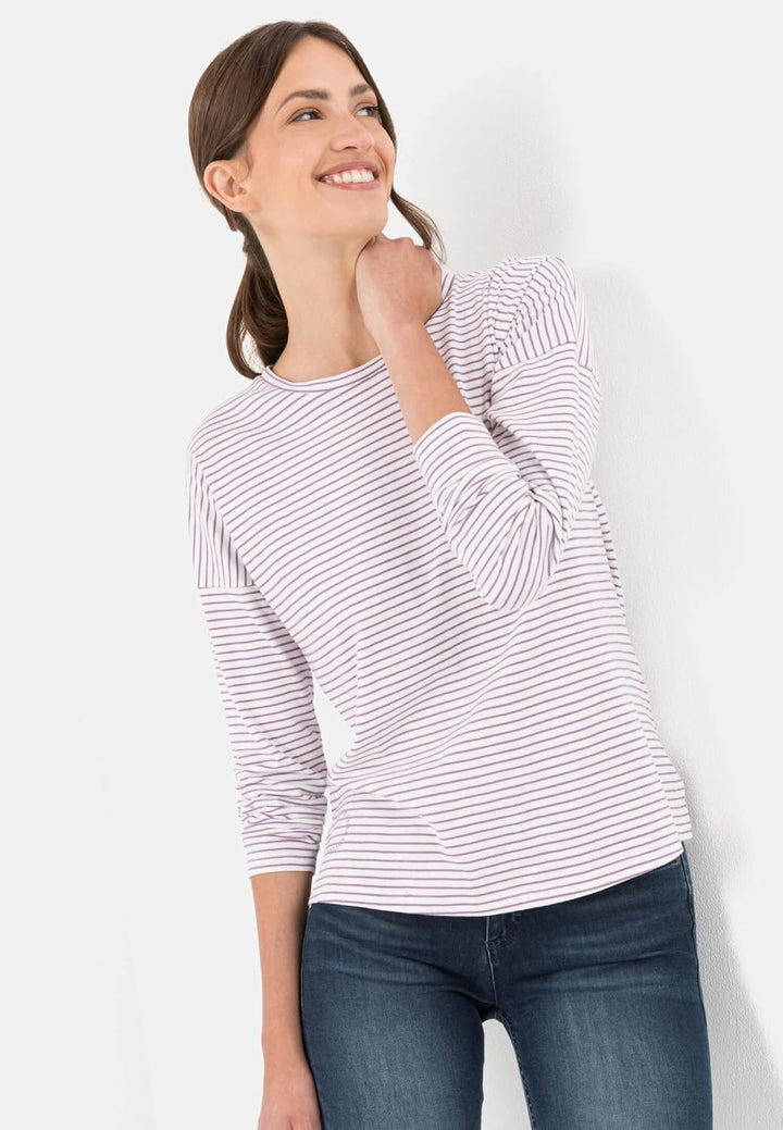 camel active Damen Langarmshirt aus 100% Organic Cotton XS Lila, XS Lila