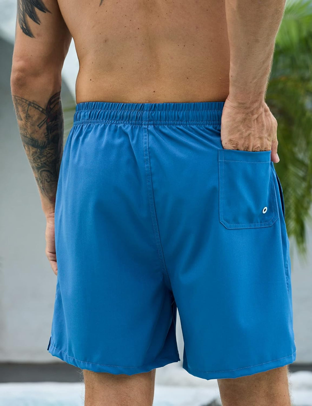 KBVOT Badehose Herren mit Kompression Liner Schnelltrocknend Badeshorts Männer Kurz Boardshorts Schw
