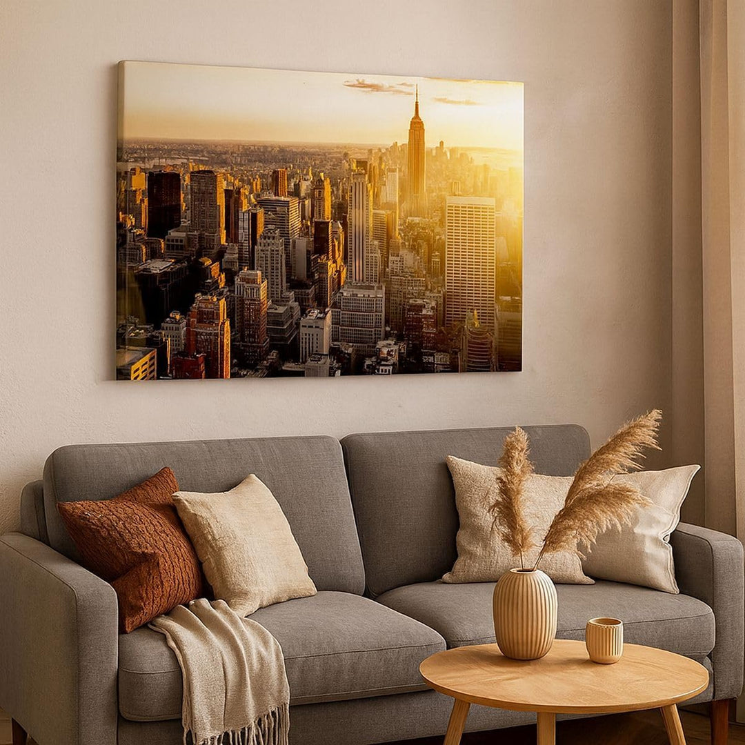Bilder auf Leinwand New York Wolkenkratzer Manhattan Leinwandbild 70x50cm Wandbilder Dekoration Wohn