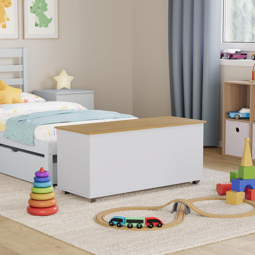 Vida Designs Arlington Spielzeugkiste aus Holz, weiss, mit Deckel, Decken und Decken, für Kinder, We