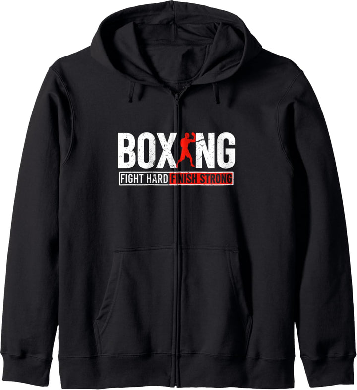 Fight Hard and Finish | Motivational Boxing Fighter Quote Kapuzenjacke
