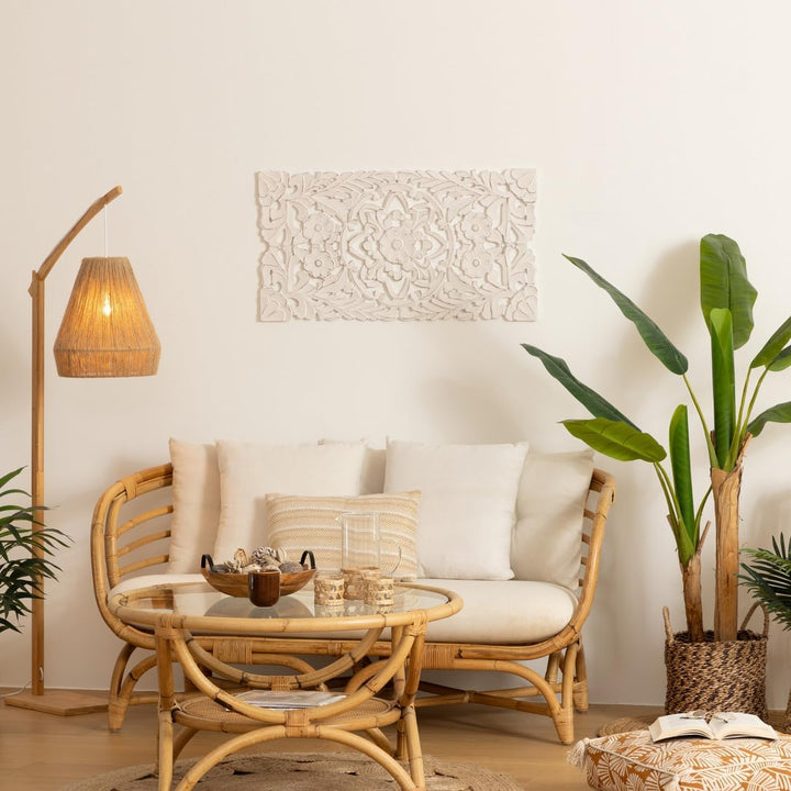 Wanddekoration Fanny - geschnitztes Holz 85 × 45 cm - Weiss - Atmosphera créateur d'intérieur cm Wei