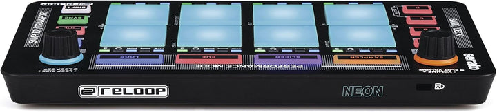 Reloop Neon – Add-On USB DJ Controller mit anschlagdynamischen RGB-Performance-Drumpads, Plug and Pl