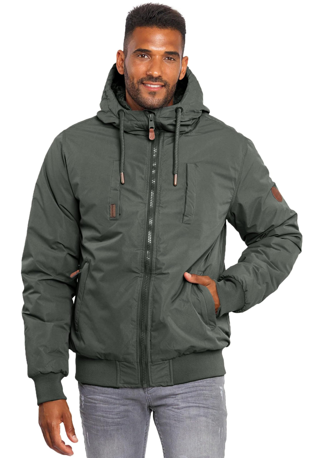 ALESSANDRO SALVARINI Herren Winterjacke (S-3XL) mit Kapuze - Teddyfleece innen komplett, Winddicht,