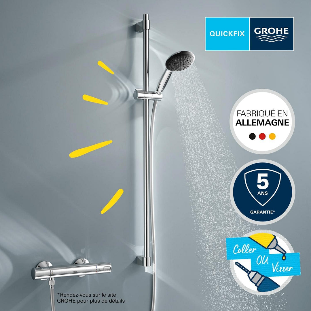GROHE Vitalio 110, Duschset, 14l pro Min (Duschstangenset mit: Duschkopf 2 Strahlarten, 1,75m Schlau