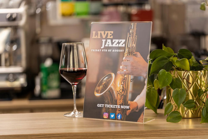 SIGEL TA210 Tischaufsteller schräg, für A4, 10 Stück, glasklar Acryl, garantiert UV-beständig für A4