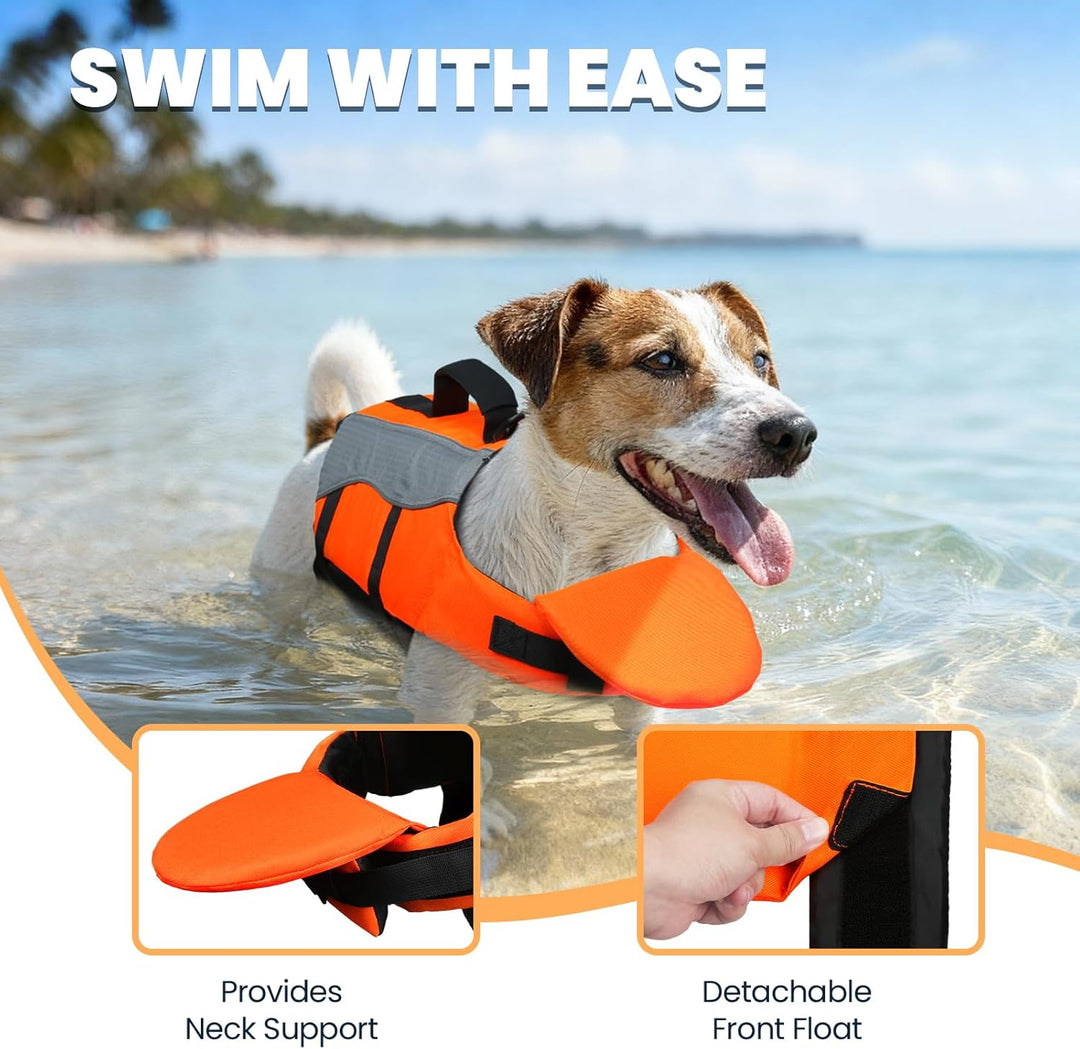 VIVAGLORY Front Float Schwimmweste Hund, Hundeschwimmweste für Bootfahren, Schwimmweste with Kopfstü