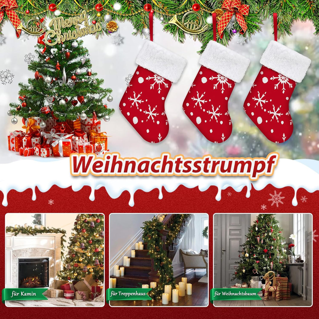 Klassischer Weihnachtsstrümpfe - 12 Stück Nikolausstrumpf Weihnachtsstrumpf für Weihnachten Hängende