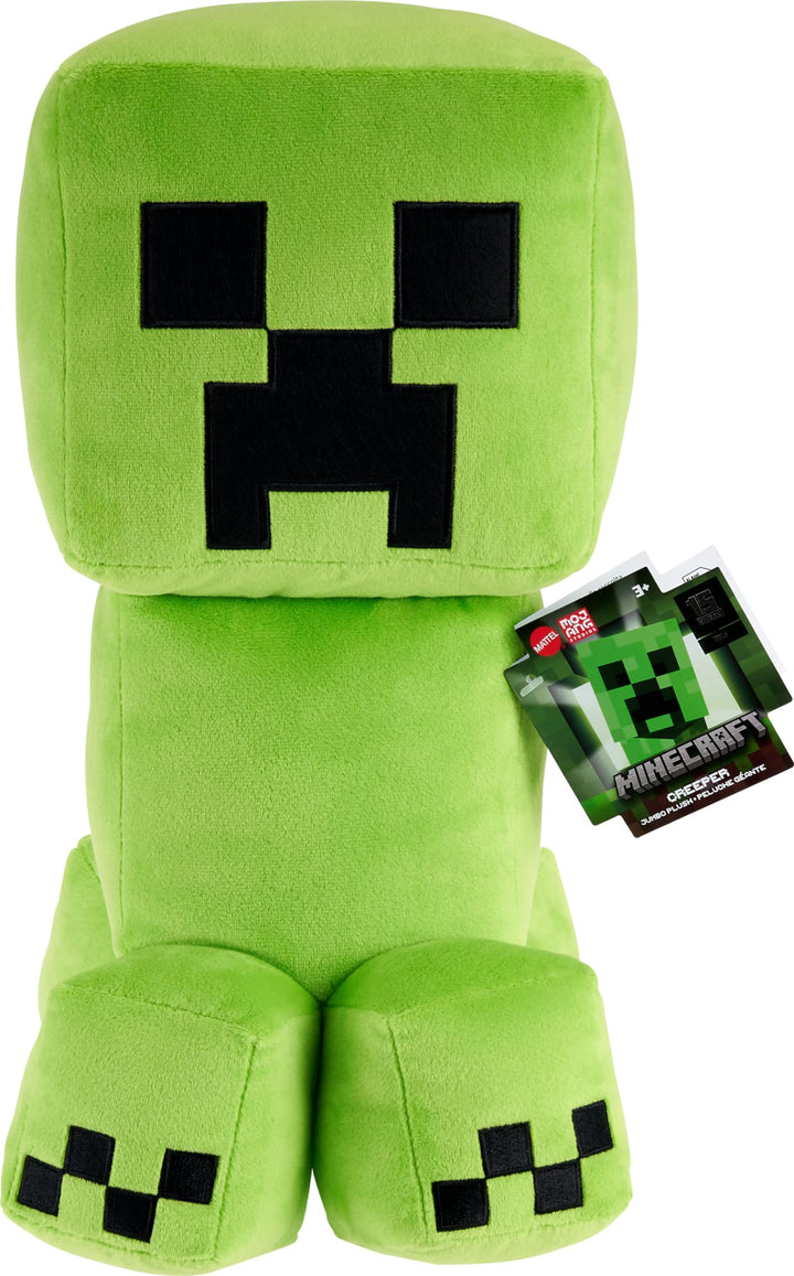 Mattel Massstabsgetreue, 50 cm grosse Minecraft Creeper Plüschfigur mit Pixeldesign und Details aus