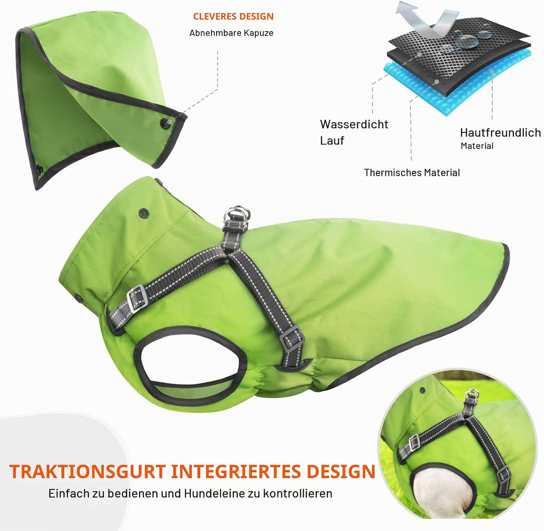 Hunde Regenmantel Wasserdichter Hunde Kapuzenpullover Reflektierender Hunde Regenmantel mit Kapuze V