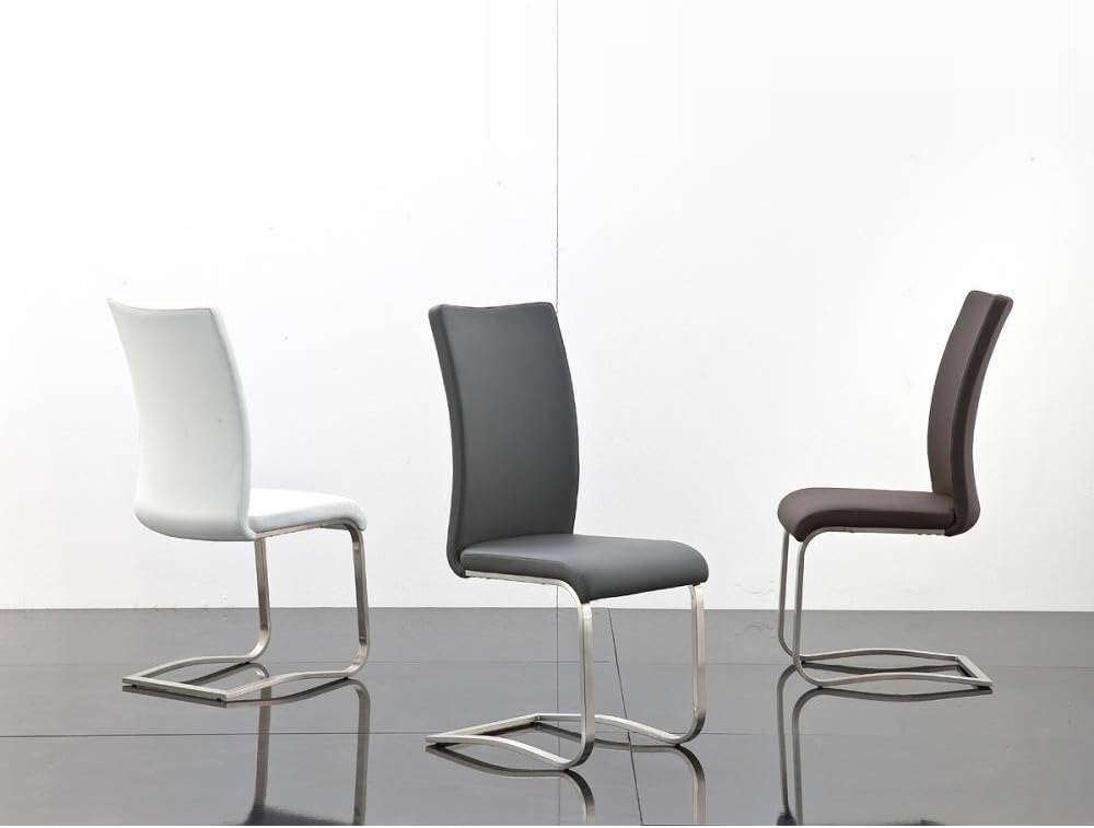 Robas Lund Esszimmerstuhl 2-er Set weiss, Stuhl belastbar bis 130 kg, mit Kunstlederbezug, Gestell E