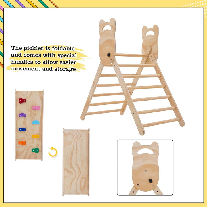 Ark miido Klettergerüst Indoor klettersteine 3-in-1 Montessori kletterdreieck mit Rutsche Faltbares
