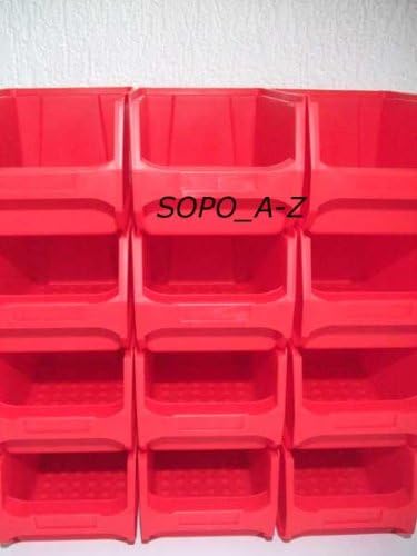 Sichtlagerboxen 50 Stück Business Stapelboxen 175x100x75 mm Gr. 2 rot Made in Germany