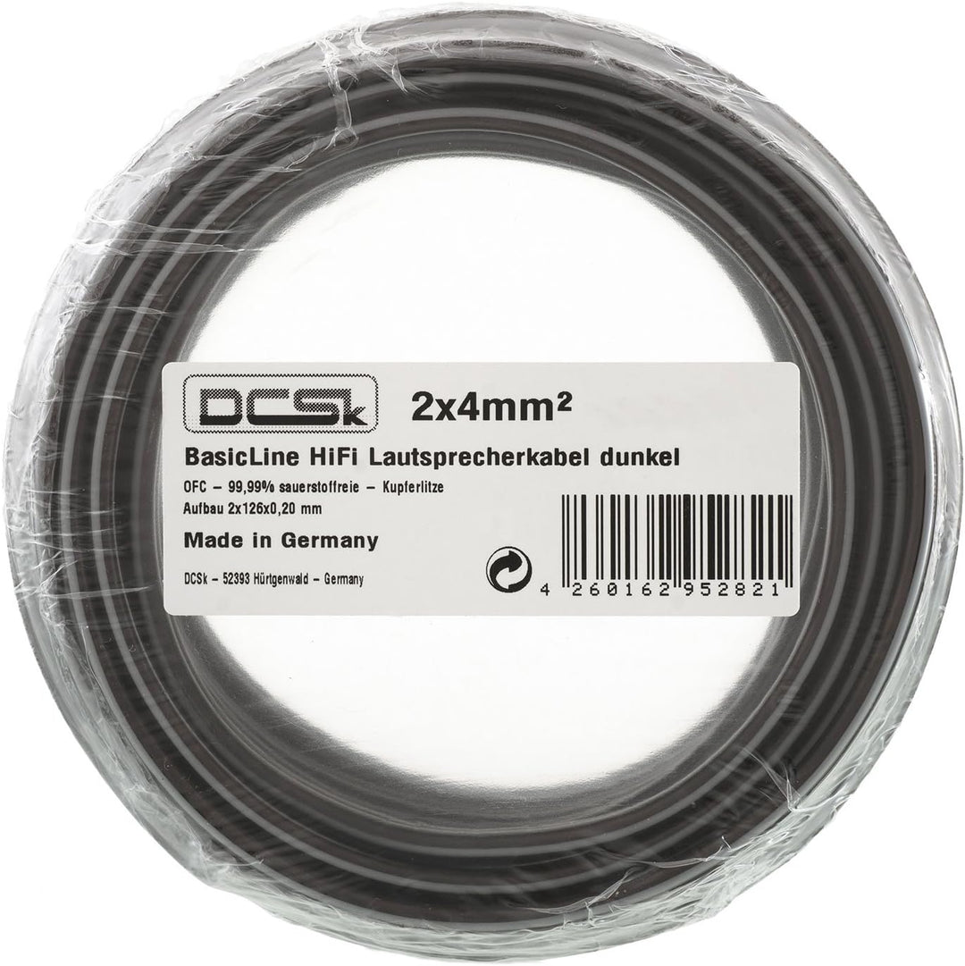 50m - 2x4mm² Lautsprecherkabel schwarz - OFC Kupferkabel für HiFi/Audio - 99,99% Kupfer Boxenkabel m