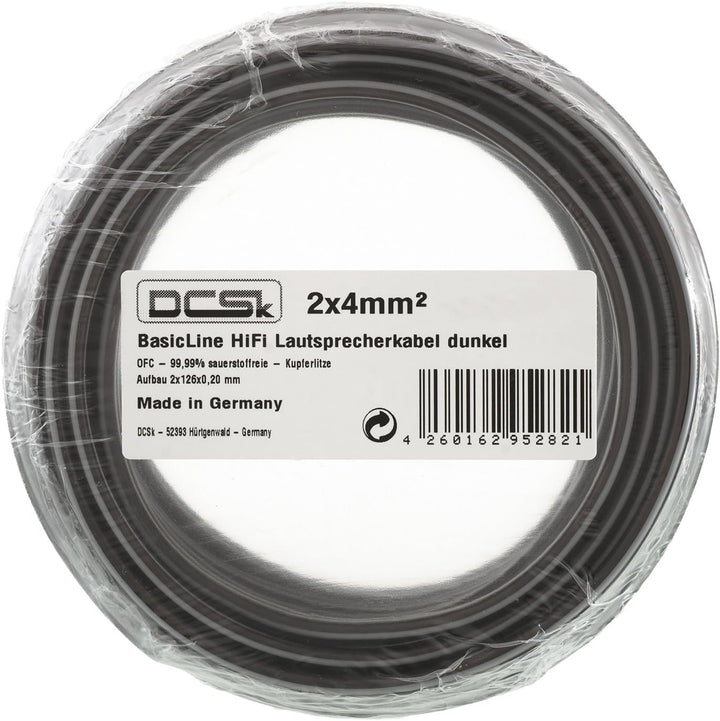 50m - 2x4mm² Lautsprecherkabel schwarz - OFC Kupferkabel für HiFi/Audio - 99,99% Kupfer Boxenkabel m