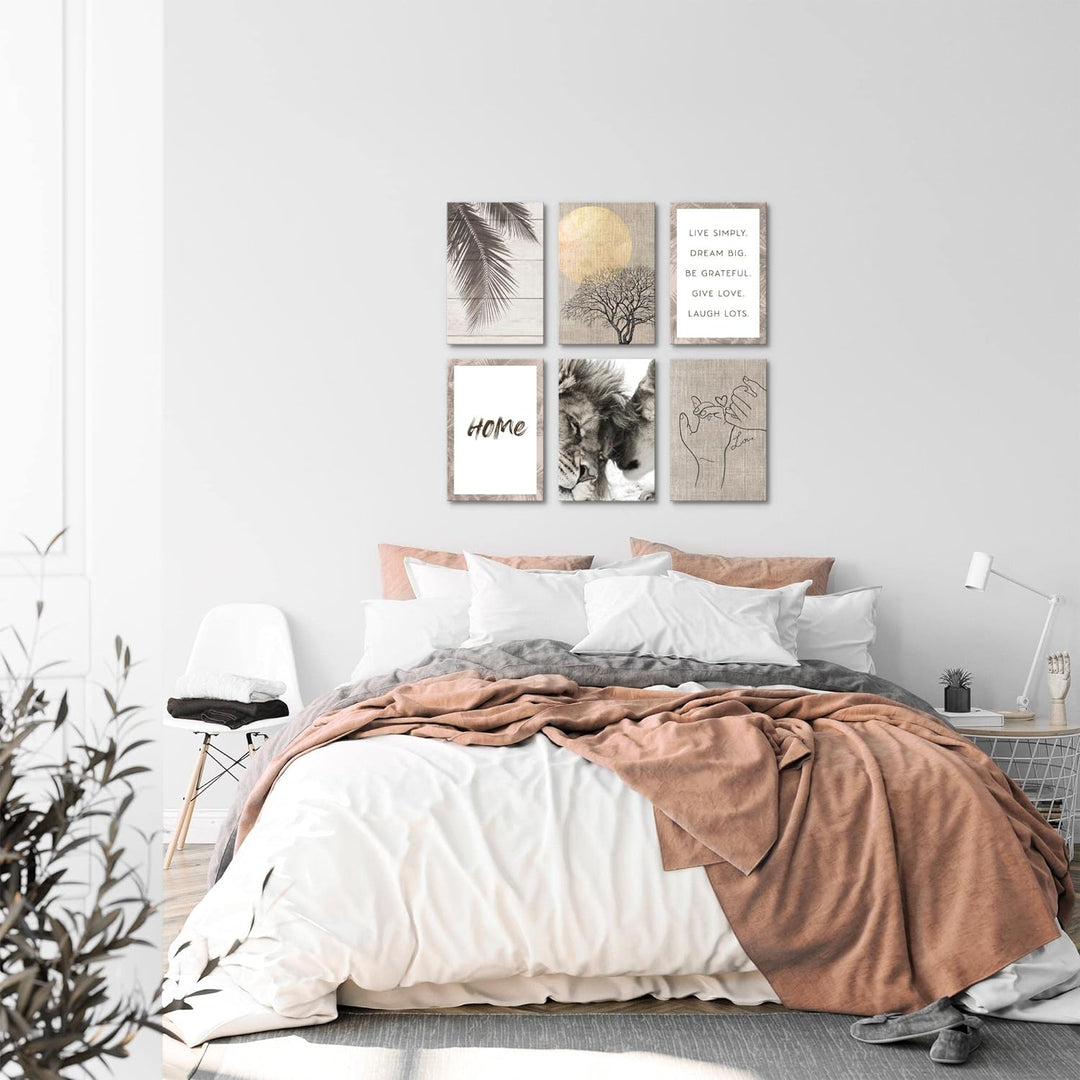 Novart Wandbilder Set - KOMPLETT AUFHÄNGFERTIG - Made in Germany - Moderne Bilder Löwen Liebe Wohnzi