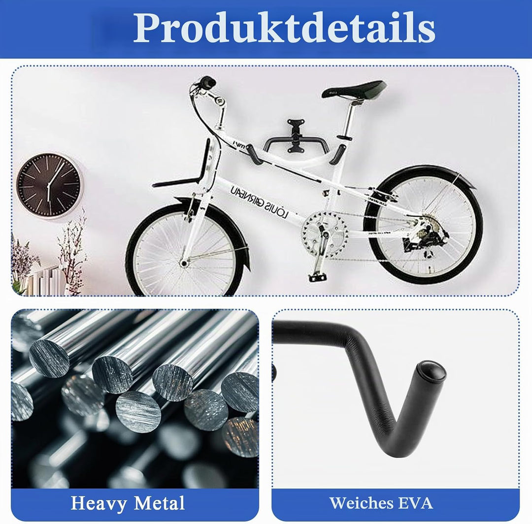 VIDETOL 2 Stück Fahrrad Wandhalterung Fahrradhalterung Wand Rechts Oder Links Drehbar Fahrrad Aufhän