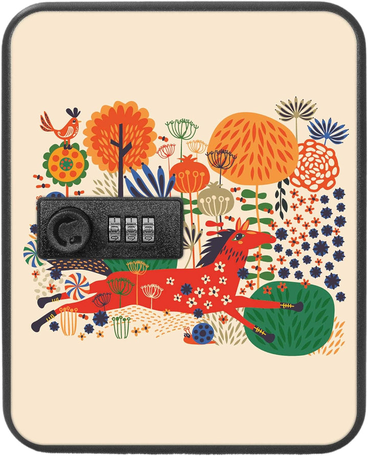 banjado® Burg-Wächter® abschliessbarer Schlüsselkasten mit Motiv Rotes Pferd für 20 Schlüssel - Schl