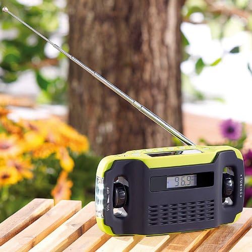 Solar-USB-Dynamo Kurbel FM/AM Koffer Radio mit Uhr und LED-Licht