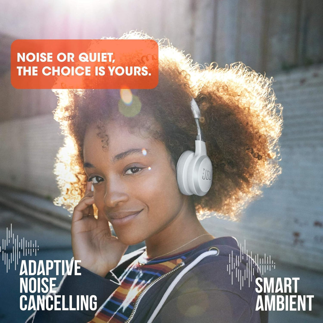 JBL Live 460NC kabelloser On-Ear Bluetooth-Kopfhörer in Weiss – Mit Noise-Cancelling und Sprachassis
