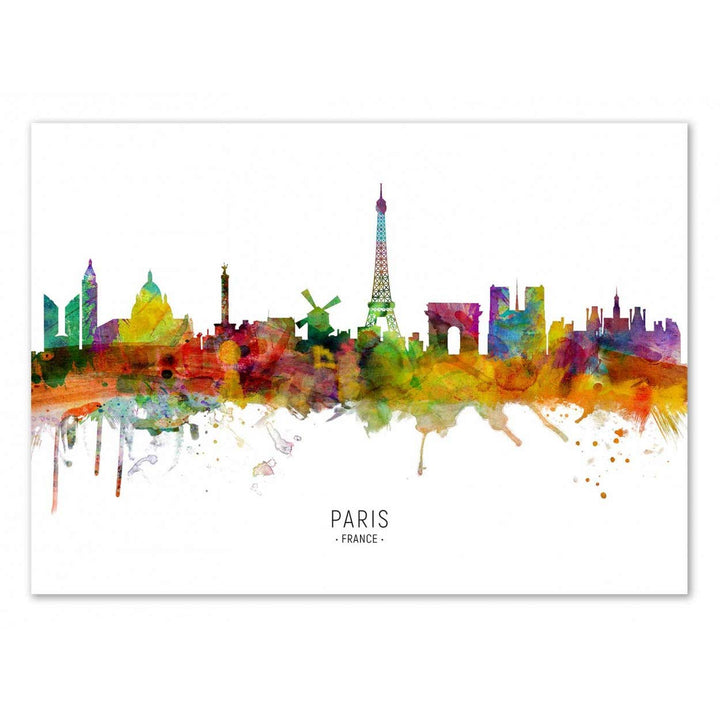Wall Editions Art-Poster - Paris France Skyline (Colored Version) - Michael Tompsett