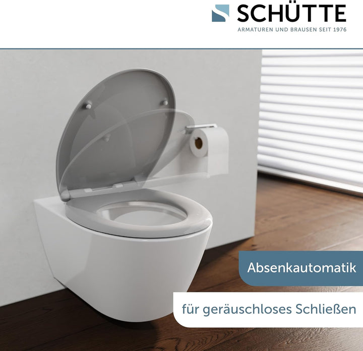 SCHÜTTE WC-Sitz mit Absenkautomatik, Abnehmbarer Klodeckel aus bruchsicherem Duroplast, Innovative D