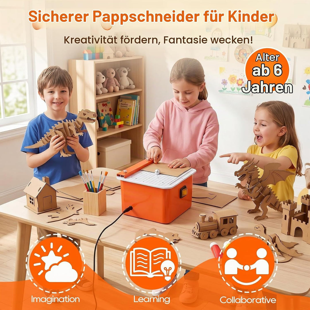 Kartonschneider Kinder, 45W Kartonschneider Elektrisch Sicheres DIY-Set, STEAM Lernspielzeug für Kin